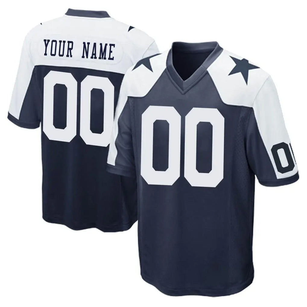 Jdoa Custom D.Cowboys Navy-White Alternate Home Game Any Name & Numbers Stitched Jerseys