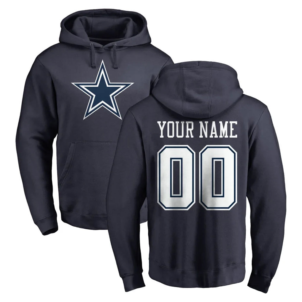 Jdoa Custom D.Cowboys Navy Pullover Hoodies Limited Any Name & Numbers Stitched Jerseys