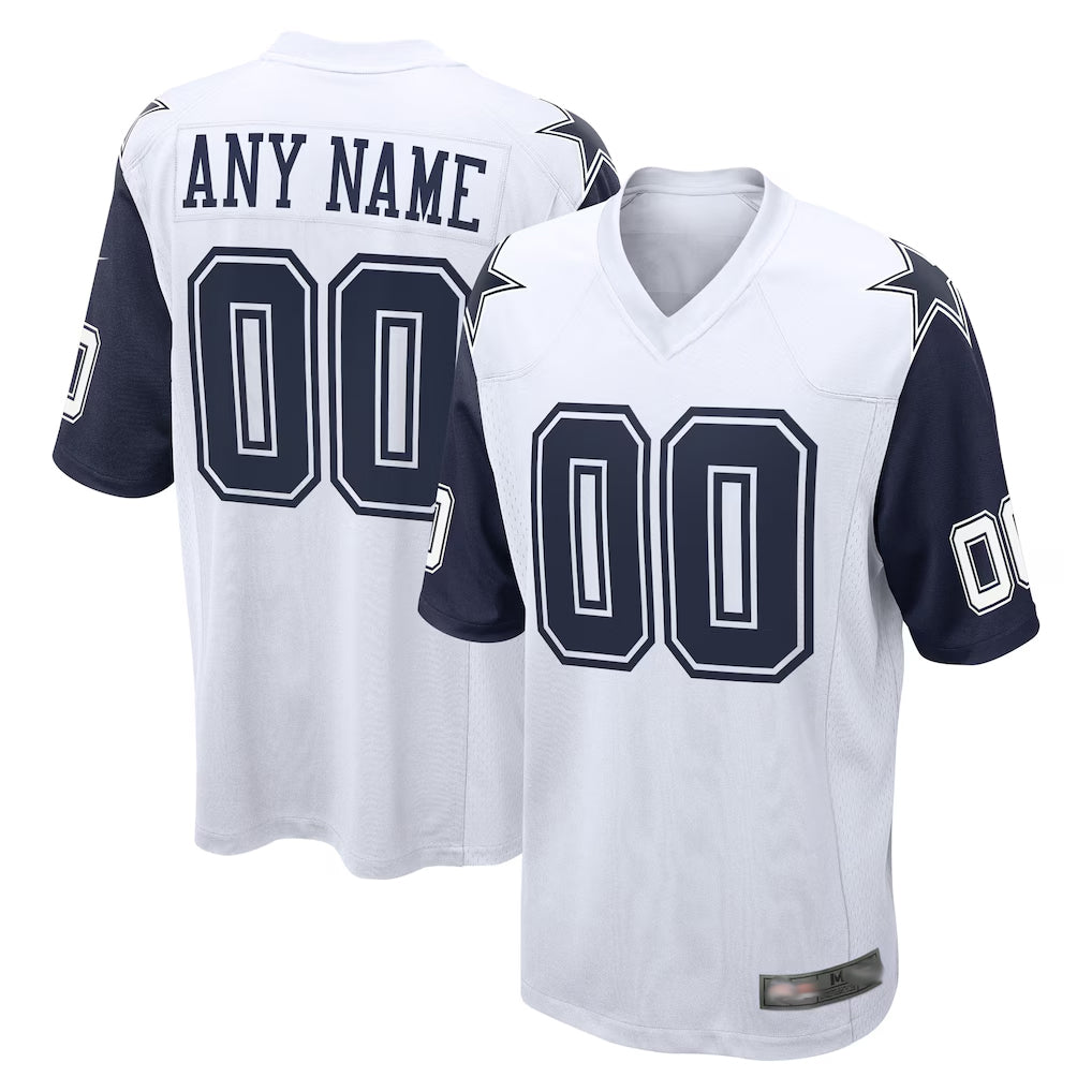 Jdoa Custom D.Cowboys White-Navy Home Game Any Name & Numbers Stitched Jerseys