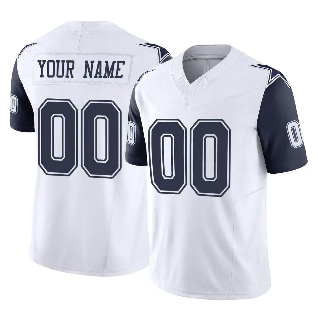 Jdoa Custom D.Cowboys White-Navy Limited Vapor F.U.S.E. Home Game Any Name & Numbers Stitched Jerseys