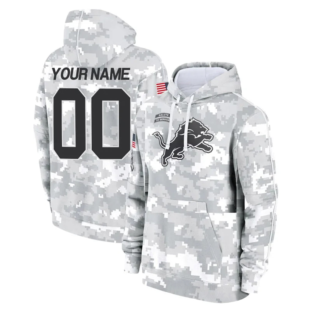 Jdoa Custom D.Lions Arctic Camo Salute to Service Hoodies Limited Game Any Name & Numbers Stitched Jerseys