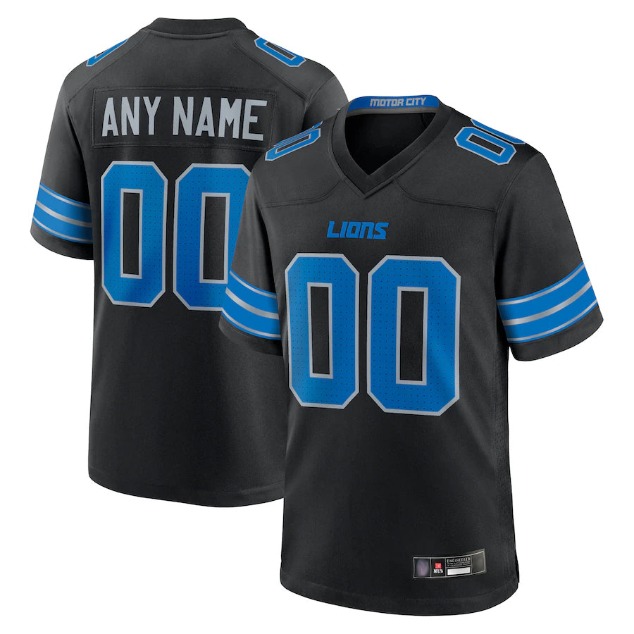 Jdoa Custom D.Lions Black Home Game Stitched Jerseys