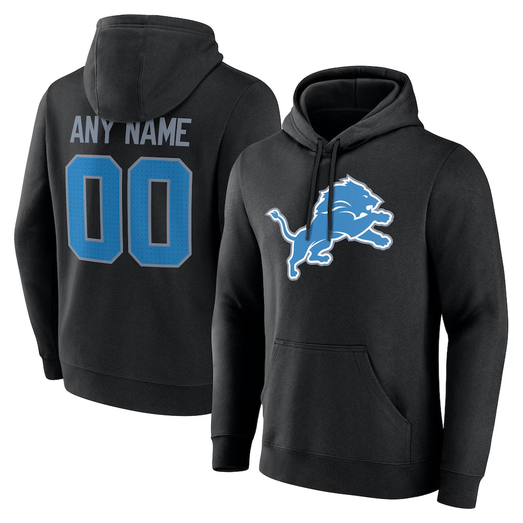 Jdoa Custom D.Lions Black Pullover Hoodies Limited Any Name & Numbers Stitched Jerseys