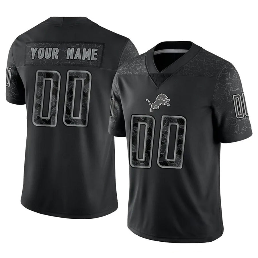 Jdoa Custom D.Lions Black RFLCTV Limited Stitched Jerseys