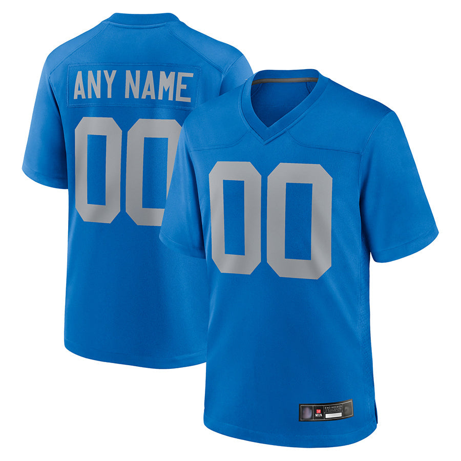 Jdoa Custom D.Lions Blue Limted Game Alternate Stitched Jerseys