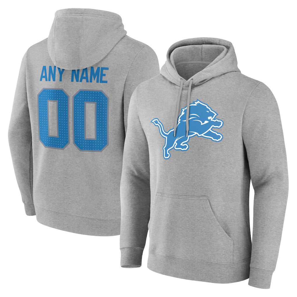 Jdoa Custom D.Lions Gray Pullover Hoodies Limited Any Name & Numbers Stitched Jerseys