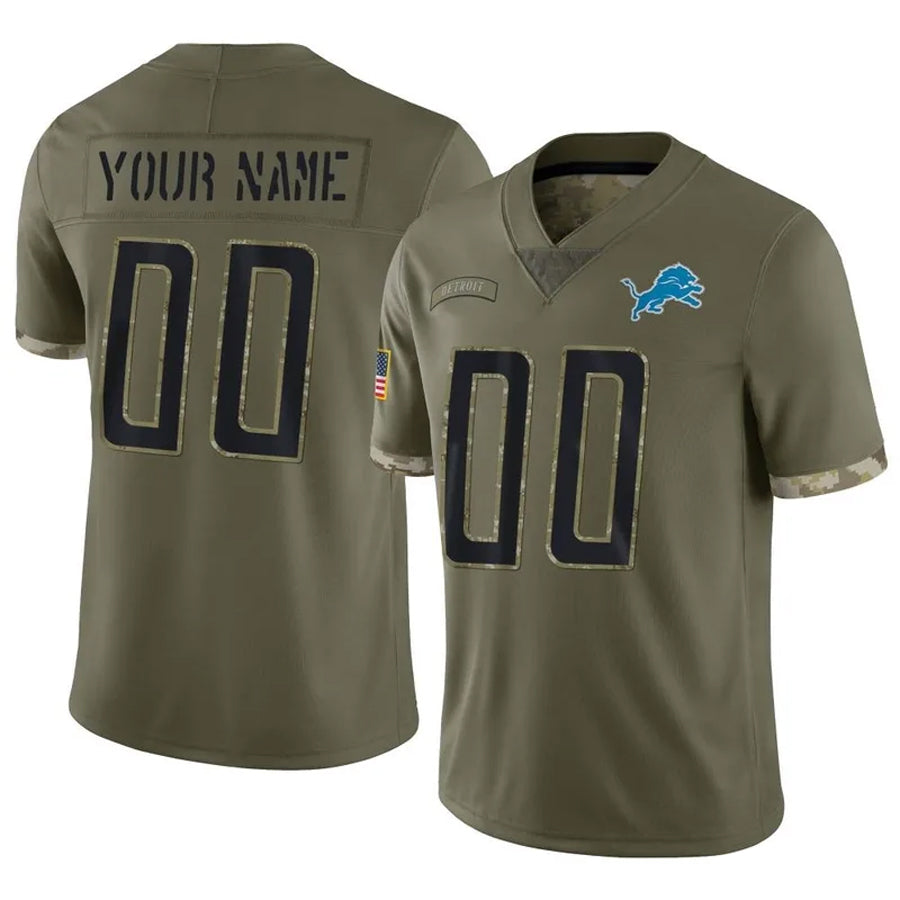 Jdoa Custom D.Lions Olive Salute To Service Limited Stitched Jerseys