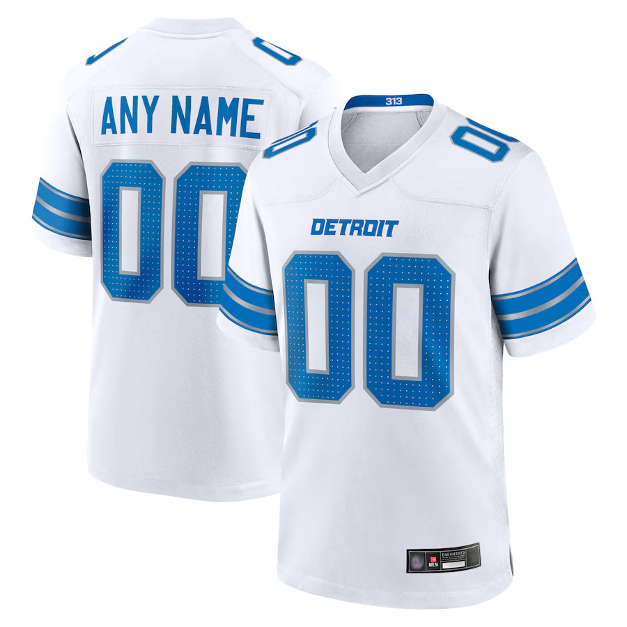 Jdoa Custom D.Lions White Home Game Stitched Jerseys
