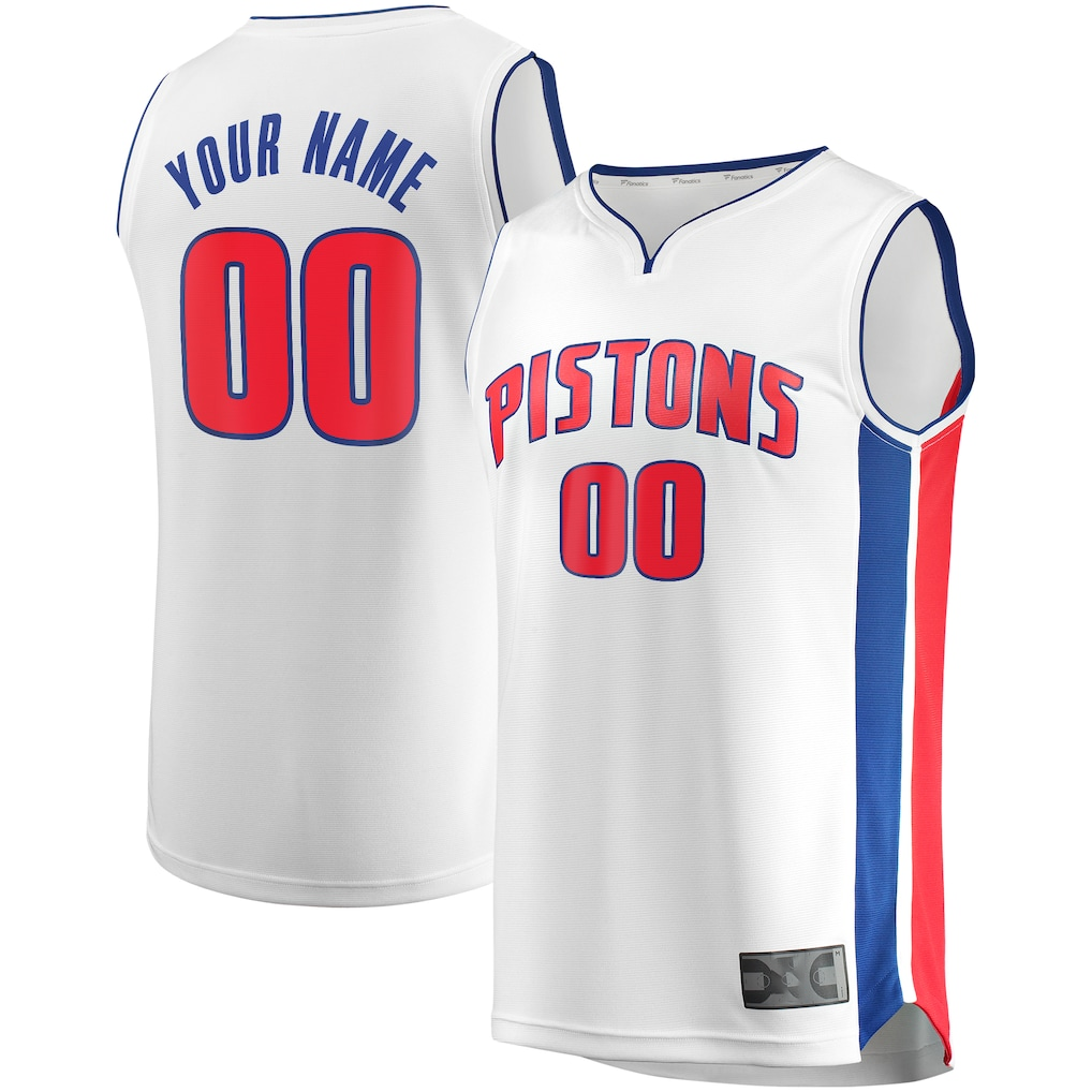Xdoa Custom D.Pistons  White Fast Break Replica Jerseys - Association Edition