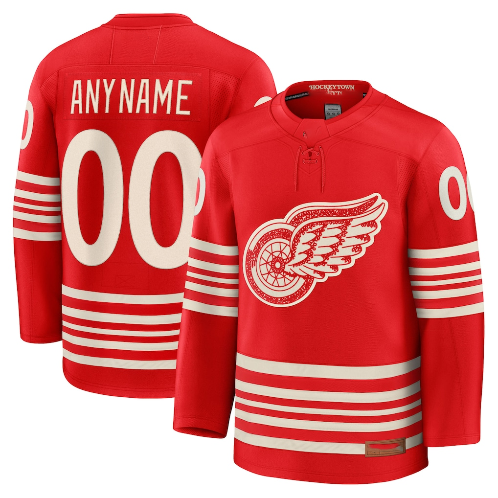 Jdoa Custom D.Red wings Red Centennial Premium Jerseys