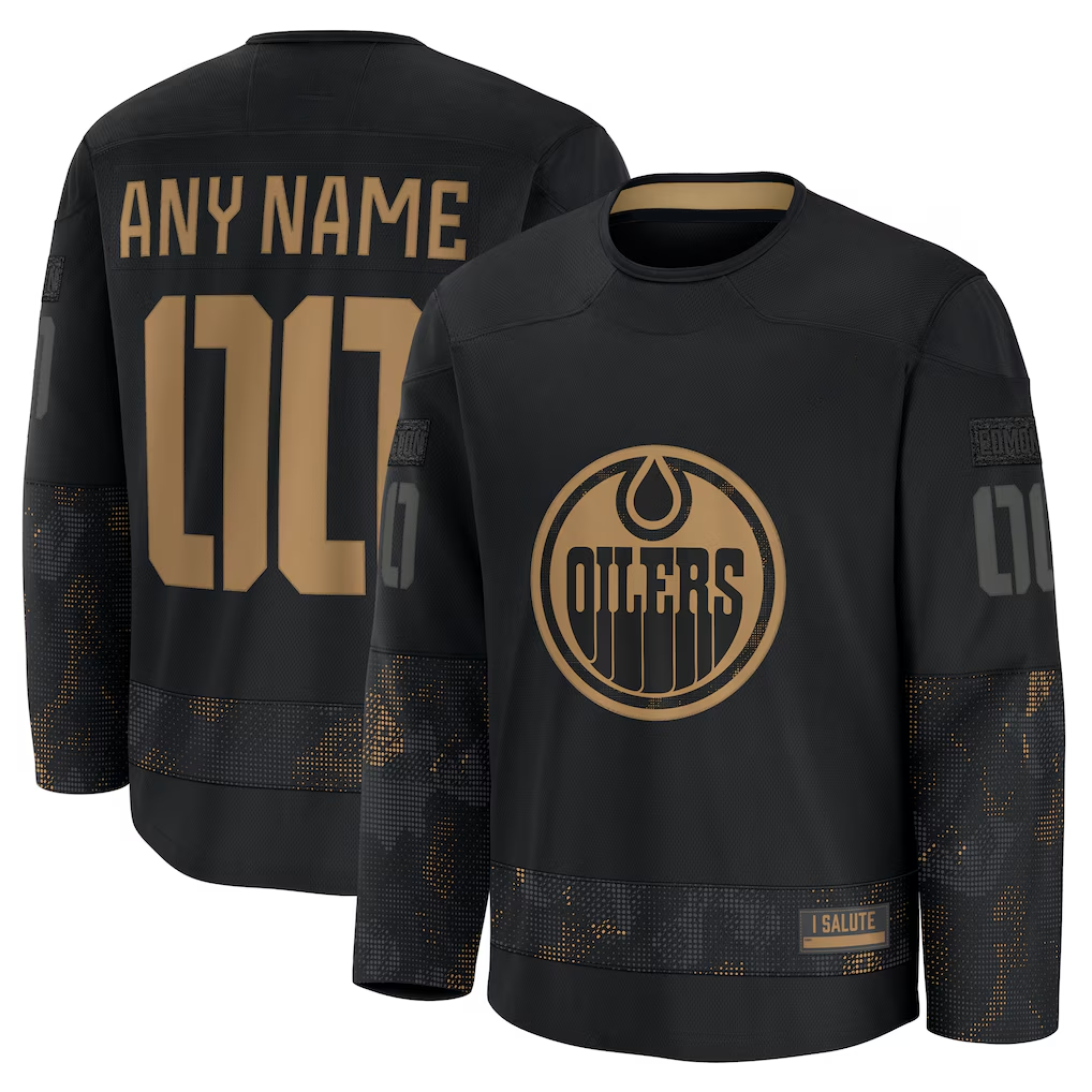 Jdoa Custom E.Oilers Black 2024 Military Appreciation Practice Jerseys