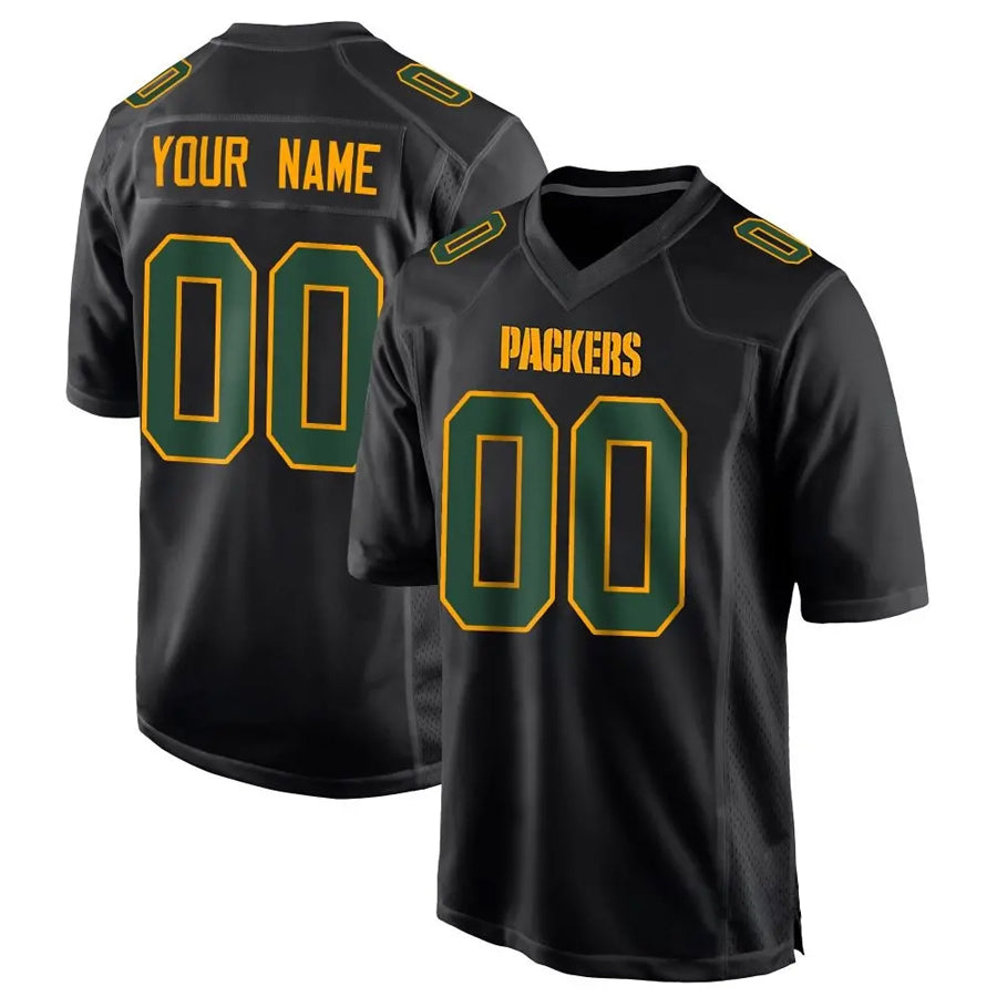 Jdoa Custom GB.Packers Black Fashion Game Stitched Jerseys