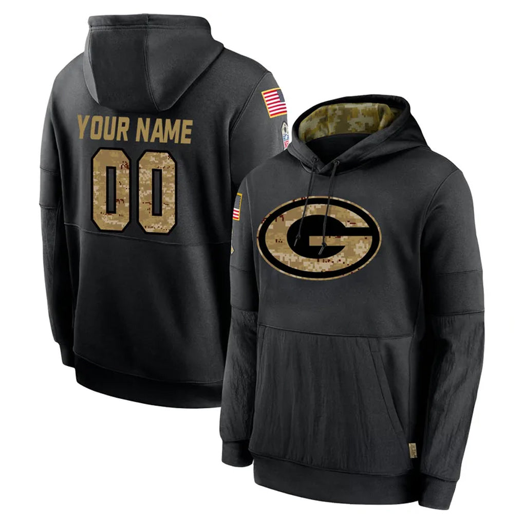 Jdoa Custom GB.Packers Black Salute to Service Hoodies Limited Game Any Name & Numbers Stitched Jerseys
