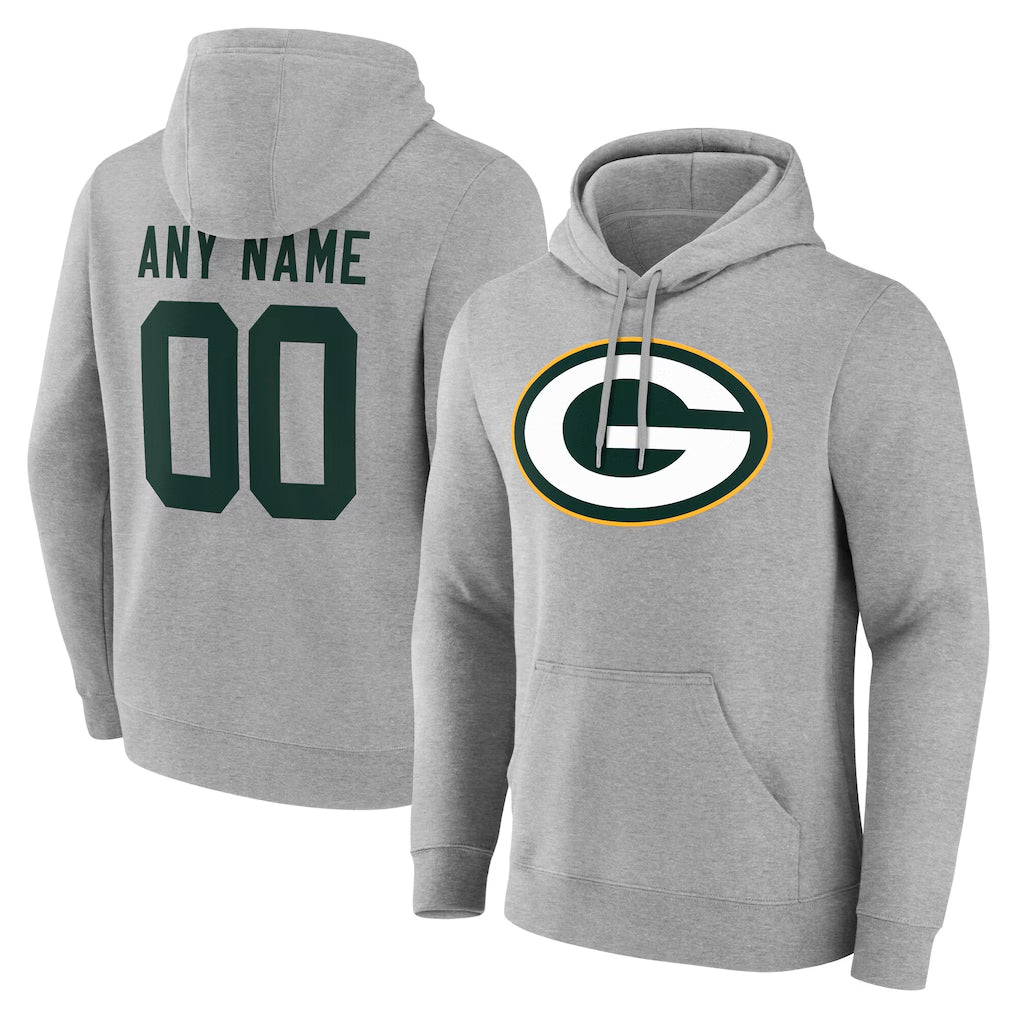 Jdoa Custom GB.Packers Gray Circuit Logo Pullover Hoodies Limited Game Any Name & Numbers Stitched Jerseys