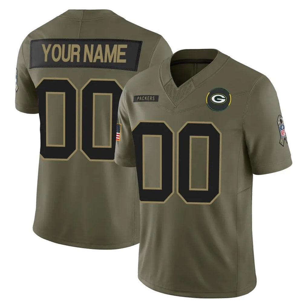 Jdoa Custom GB.Packers Olive 2025 Salute To Service Limited Home Game Any Name & Numbers Stitched Jerseys