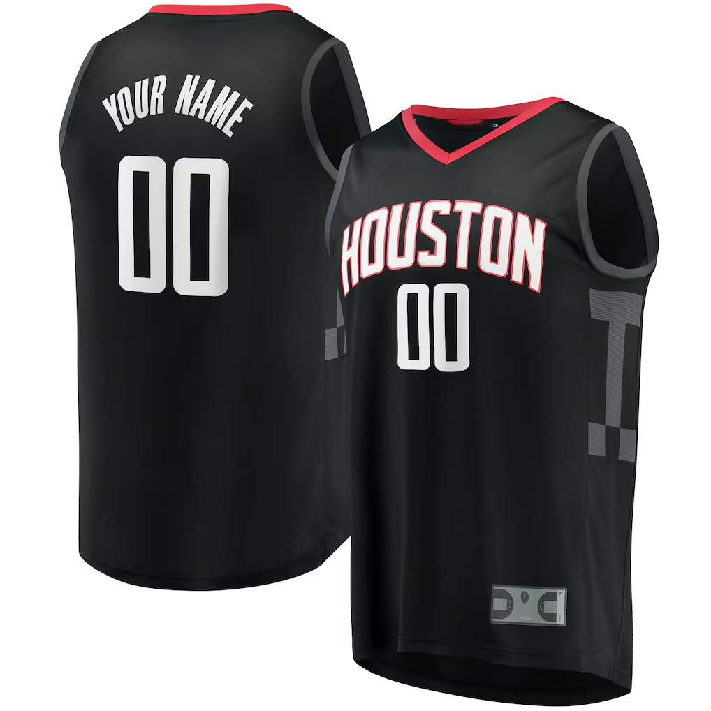 Jdoa Custom H.Rockets Black Fast Break Replica Stitched Jerseys-Statement Edition