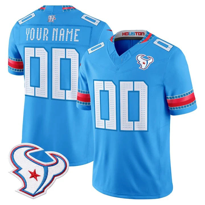 Jdoa Custom H.Texans Rivalries Blue Jersey - All Stitched