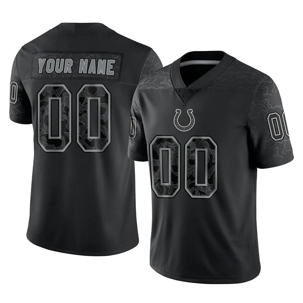 Jdoa Custom IN.Colts Black Reflective Limited Game Any Name & Numbers Stitched Jerseys