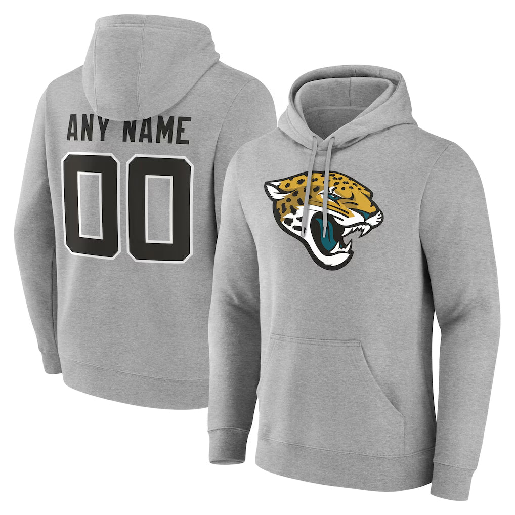 Jdoa Custom J.Jaguars Gray Pullover Hoodies Any Name & Numbers Limited Stitched Jerseys