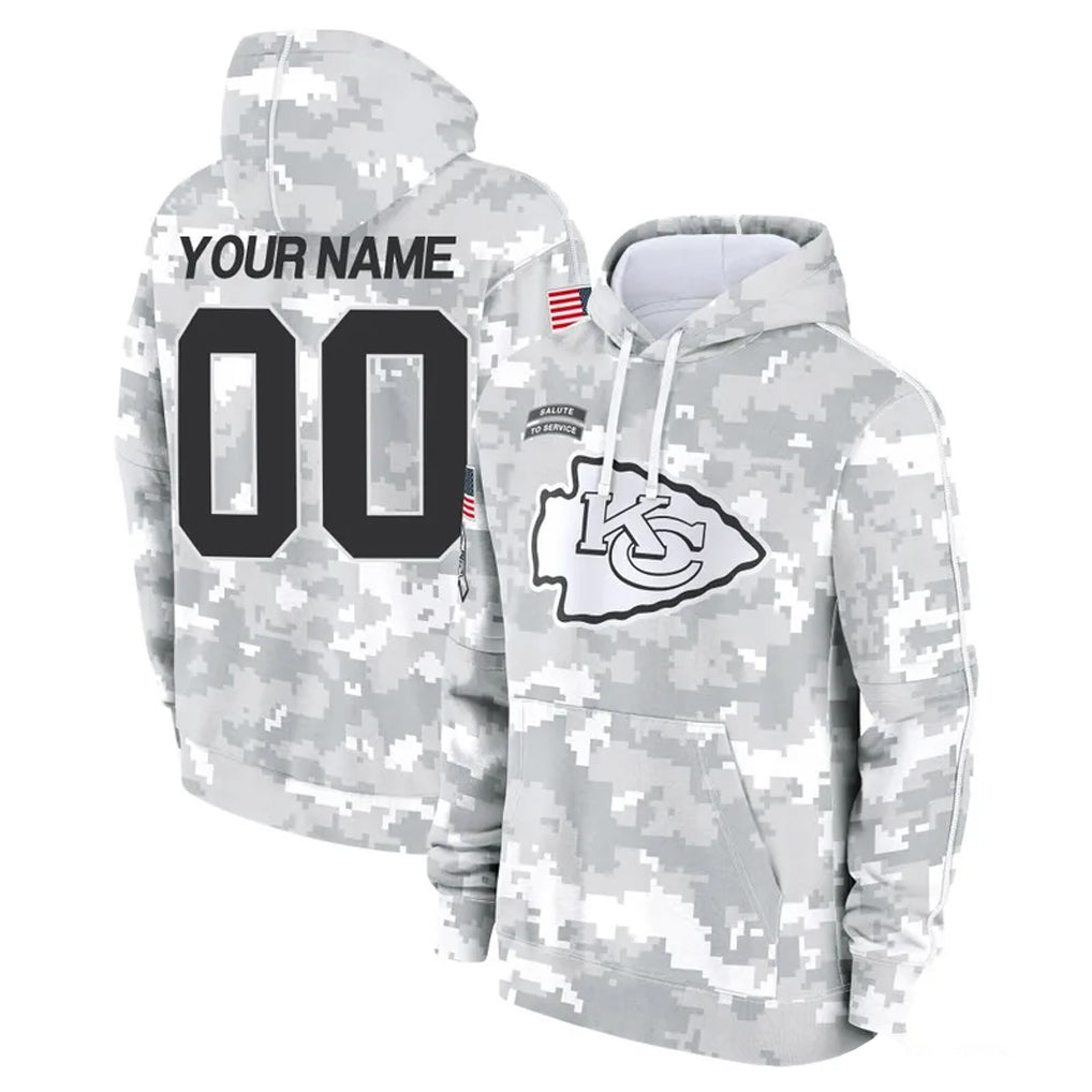 Jdoa Custom KC.Chiefs Arctic Camo Salute to Service Hoodies Limited Game Any Name & Numbers Stitched Jerseys