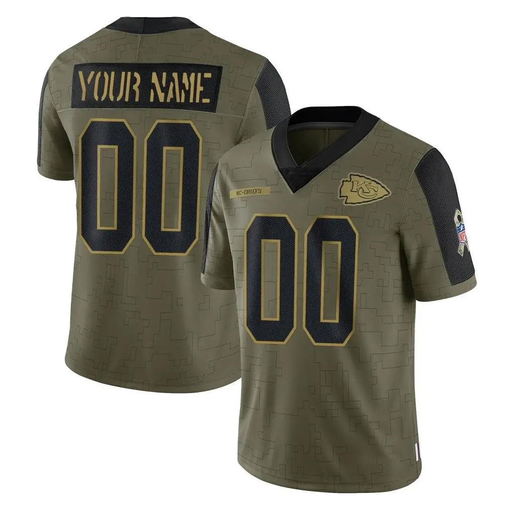 Jdoa Custom KC.Chiefs Olive Salute To Service Limited Game Any Name & Numbers Stitched Jerseys