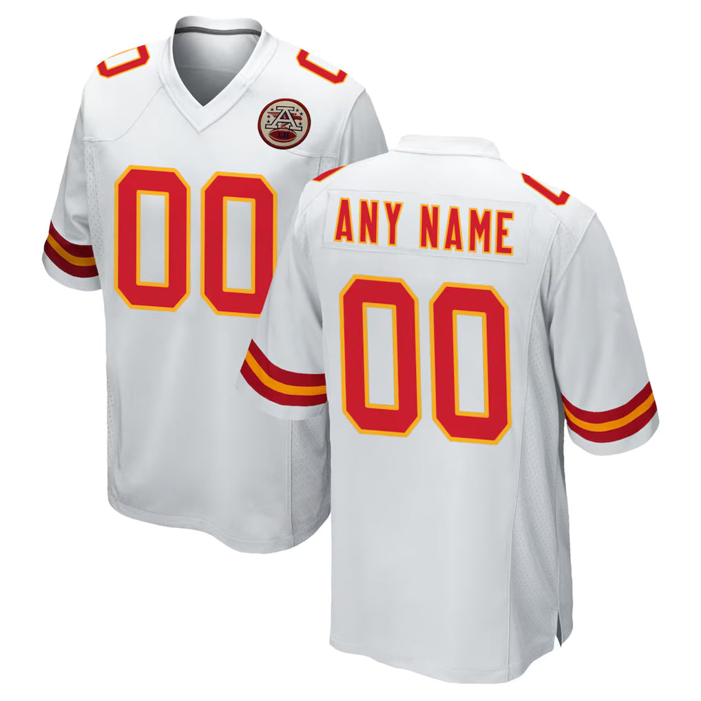 Jdoa Custom KC.Chiefs White Home Game Any Name & Numbers Stitched Jerseys