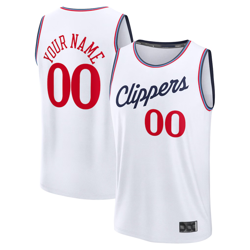 Xdoa Custom LA.Clippers White Fast Break Stitched Jerseys - Association Edition