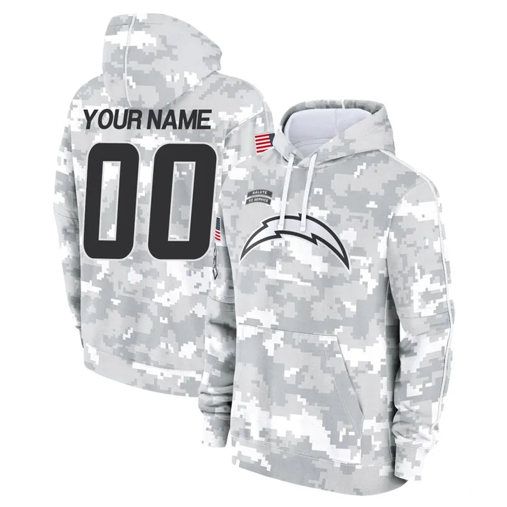 Jdoa Custom LA.Chargers Arctic Camo Salute to Service Hoodies Limited Game Any Name & Numbers Stitched Jerseys