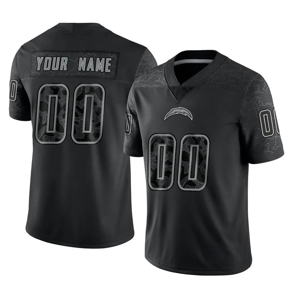 Jdoa Custom LA.Chargers Black Reflective Limited Game Any Name & Numbers Stitched Jerseys