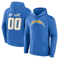 Jdoa Custom LA.Chargers Blue LOGO Pullover Hoodies Home Game Any Name & Numbers Stitched Jerseys