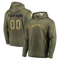 Jdoa Custom LA.Chargers Olive Salute to Service Pullover Hoodies Home Game Any Name & Numbers Stitched Jerseys