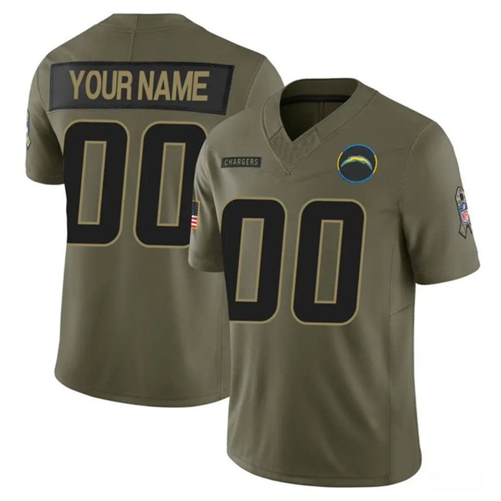 Jdoa Custom LA.Chargers Salute To Service Olive Limited Stitched Jerseys