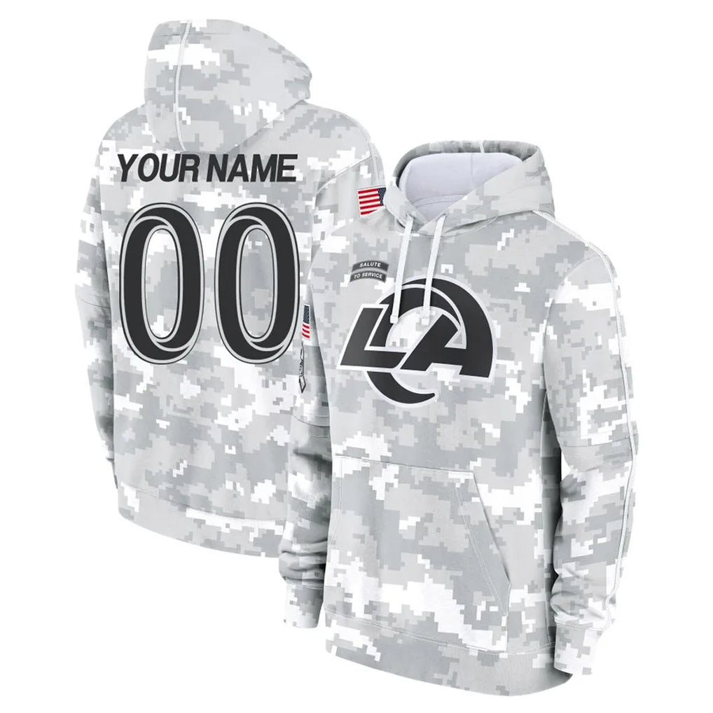 Jdoa Custom LA.Rams Arctic Camo Salute to Service Hoodies Limited Game Any Name & Numbers Stitched Jerseys