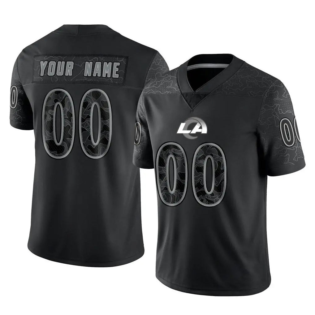 Jdoa Custom LA.Rams Black Limited Reflective Home Game Any Name & Numbers Stitched Jerseys