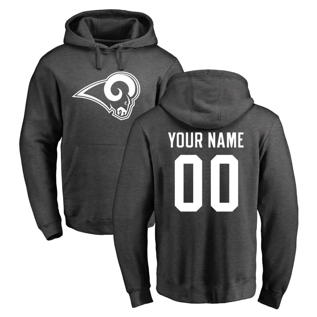 Jdoa Custom LA.Rams Gray Pullover Hoodie Limited Game Any Name & Numbers Stitched Jerseys