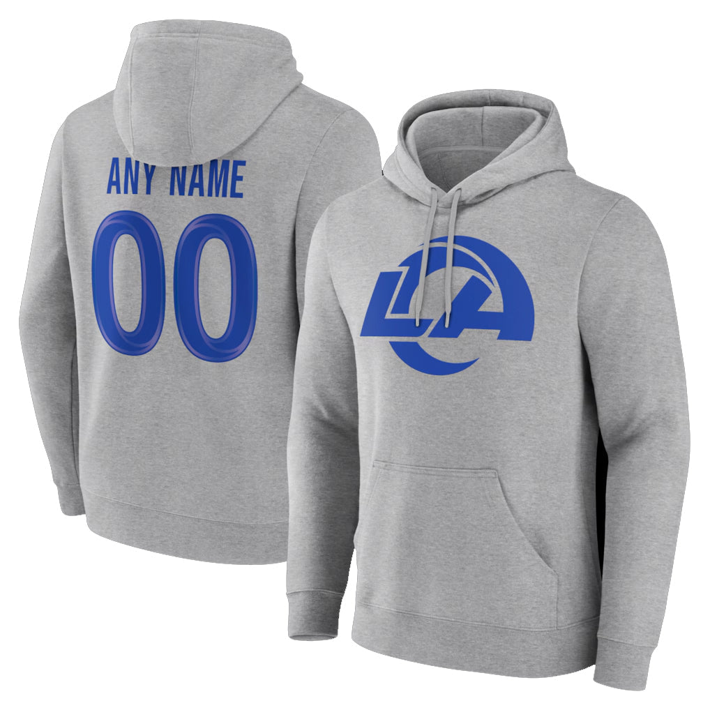 Jdoa Custom LA.Rams Light Gray Pullover Hoodie Limited Game Any Name & Numbers Stitched Jerseys