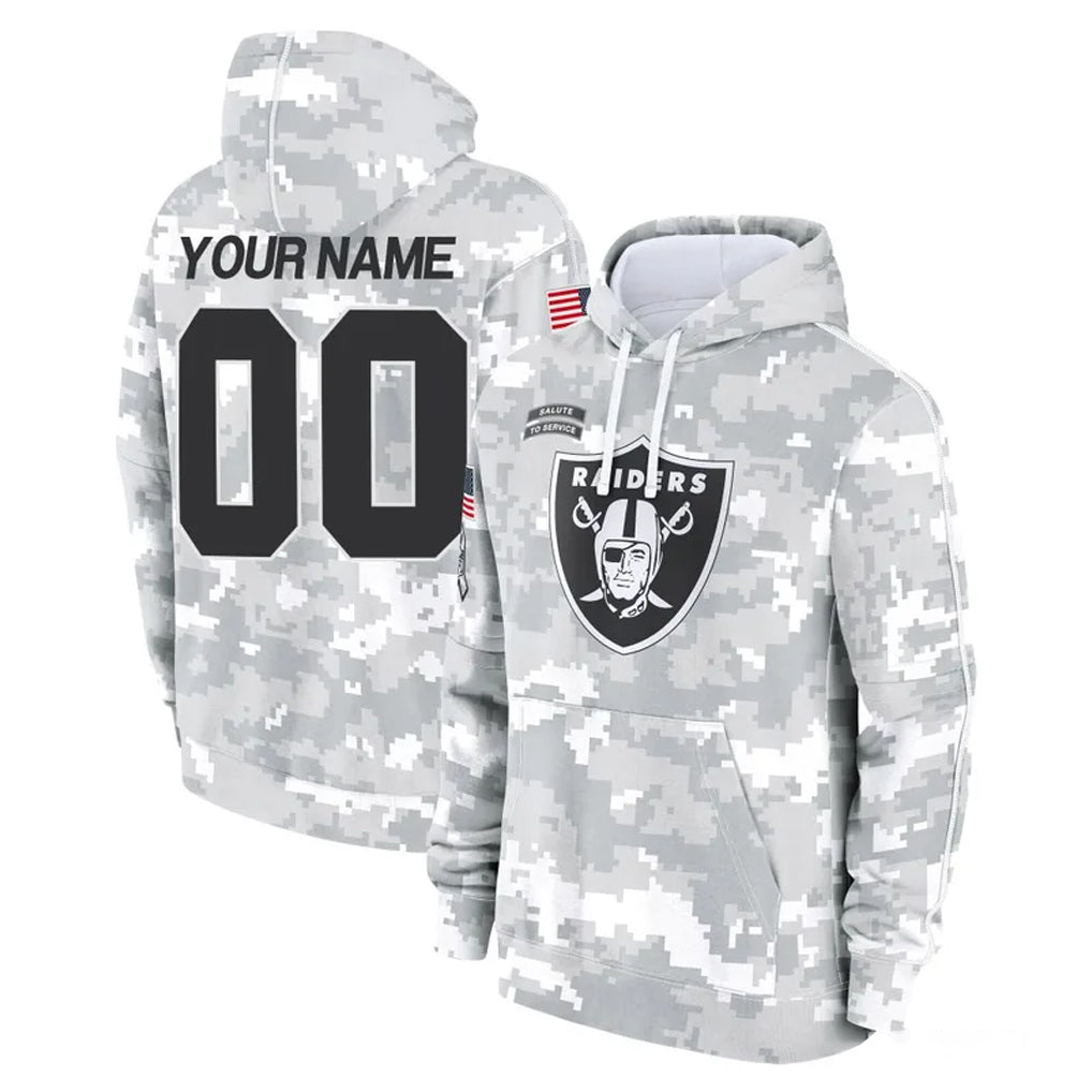 Jdoa Custom LV.Raiders Arctic Camo Salute to Service Hoodies Limited Game Any Name & Numbers Stitched Jerseys