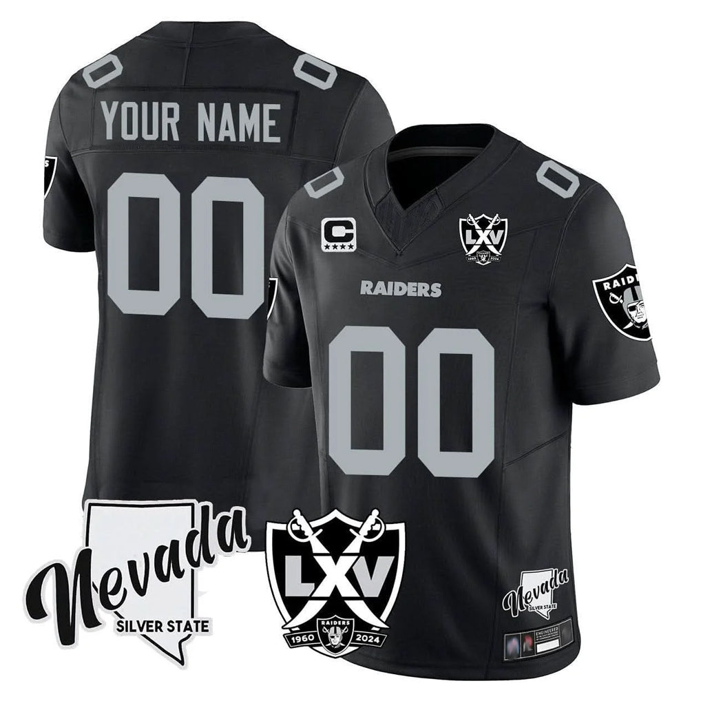 Jdoa Custom LV.Raiders Black 65th Anniversary Vapor Limited Home Game Any Name & Numbers Stitched Jerseys