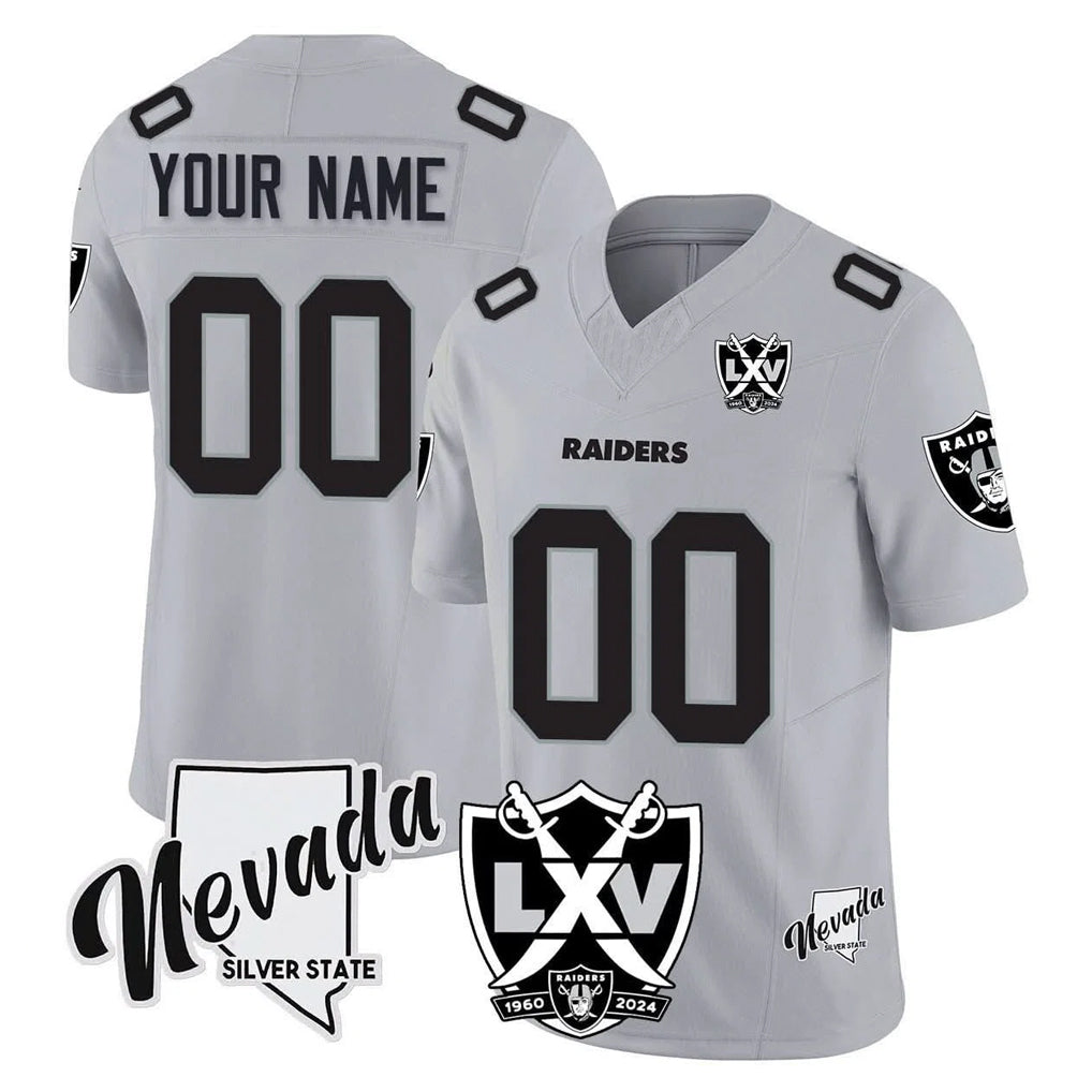 Jdoa Custom LV.Raiders Gray 65th Anniversary Vapor Limited Home Game Any Name & Numbers Stitched Jerseys