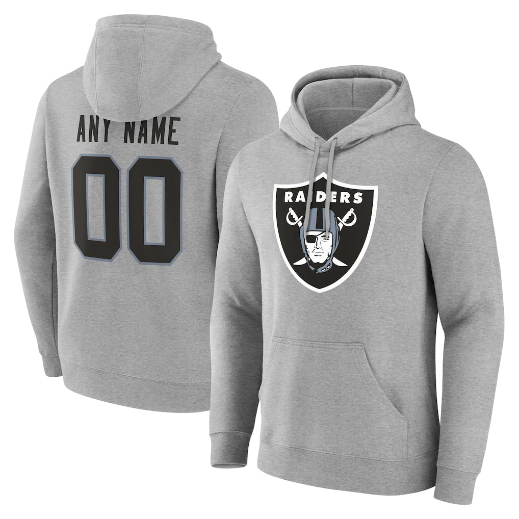 Jdoa Custom LV.Raiders Gray LOGO Pullover Hoodies Home Game Any Name & Numbers Stitched Jerseys