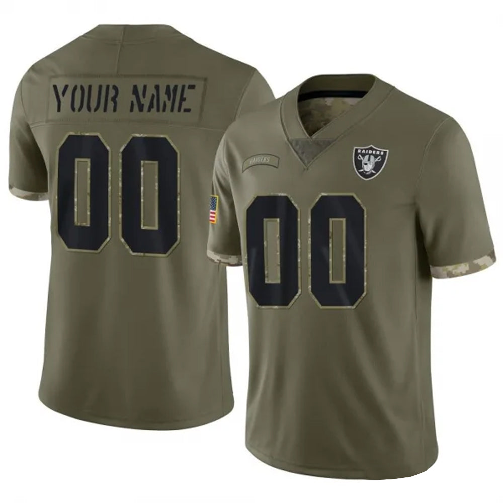 Jdoa Custom LV.Raiders  Salute To Service Olive Stitched Jerseys
