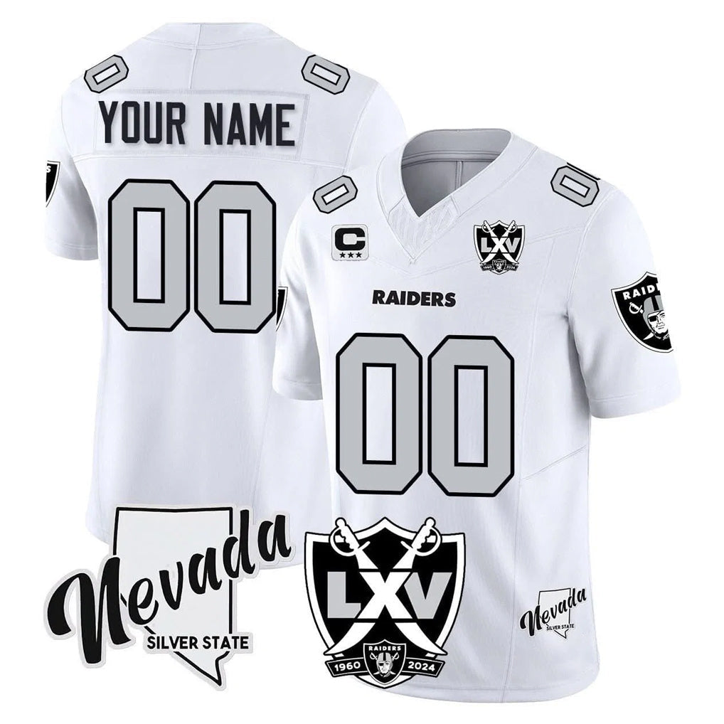 Jdoa Custom LV.Raiders White 2026 Vapor Limited 65th Anniversary Home Game Any Name & Numbers Stitched Jerseys