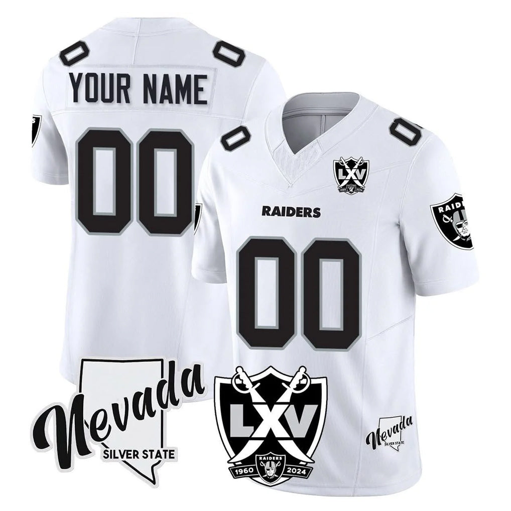 Jdoa Custom LV.Raiders White 65th Anniversary Vapor Limited Home Game Any Name & Numbers Stitched Jerseys