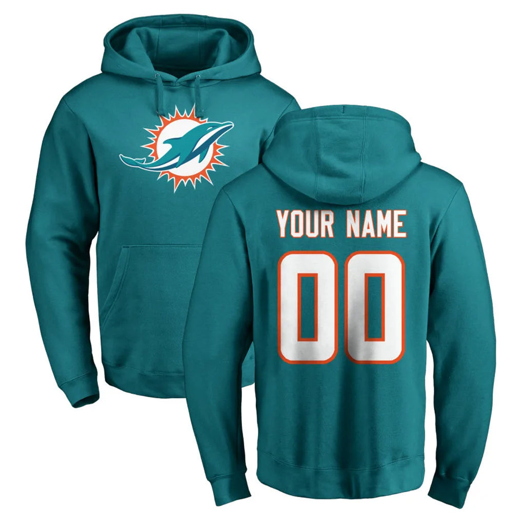 Jdoa Custom M.Dolphins Aqua LOGO Pullover Hoodies Limited Any Name & Numbers Stitched Jerseys