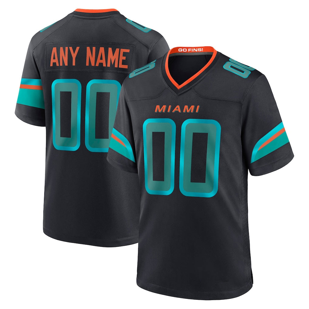 Jdoa Custom M.Dolphins Black Pitch Rivalries Collection Home Game Any Name & Numbers Stitched Jerseys