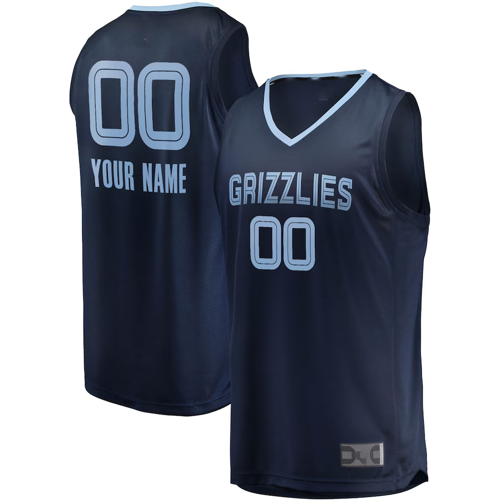 Jdoa Custom M.Grizzlies Navy Fast Break Replica Stitched Jerseys- Icon Edition