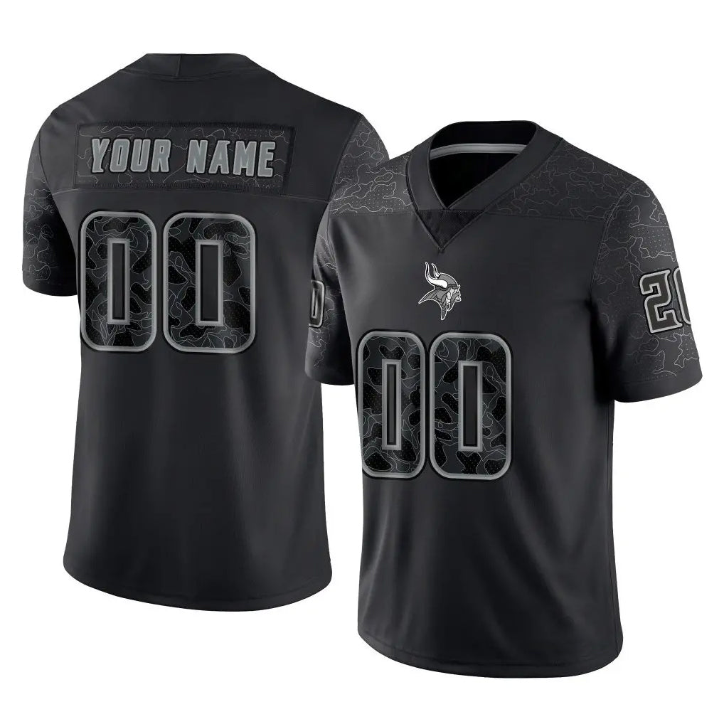 Jdoa Custom MN.Vikings Black Limited Reflective Home Game Any Name & Numbers Stitched Jerseys