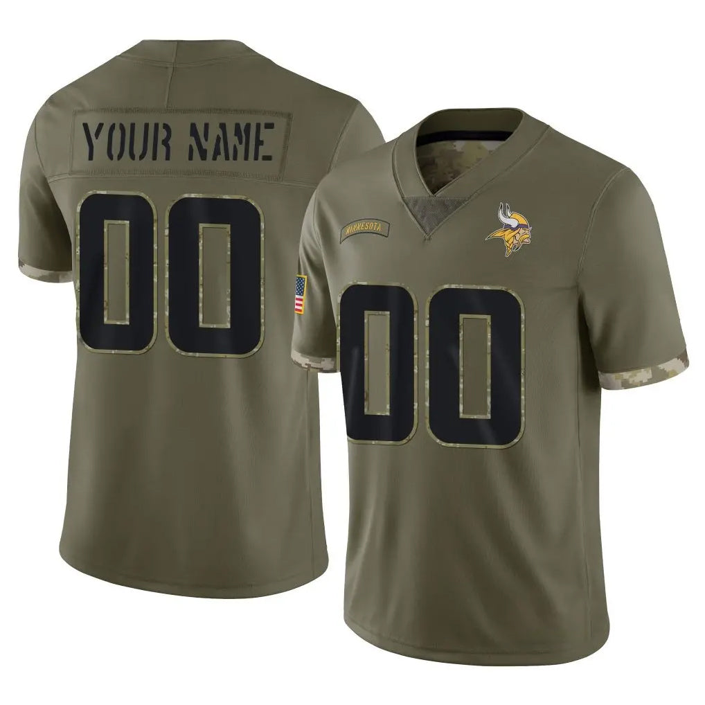 Jdoa Custom MN.Vikings Olive Salute To Service Limited Any Name & Numbers Stitched Jerseys