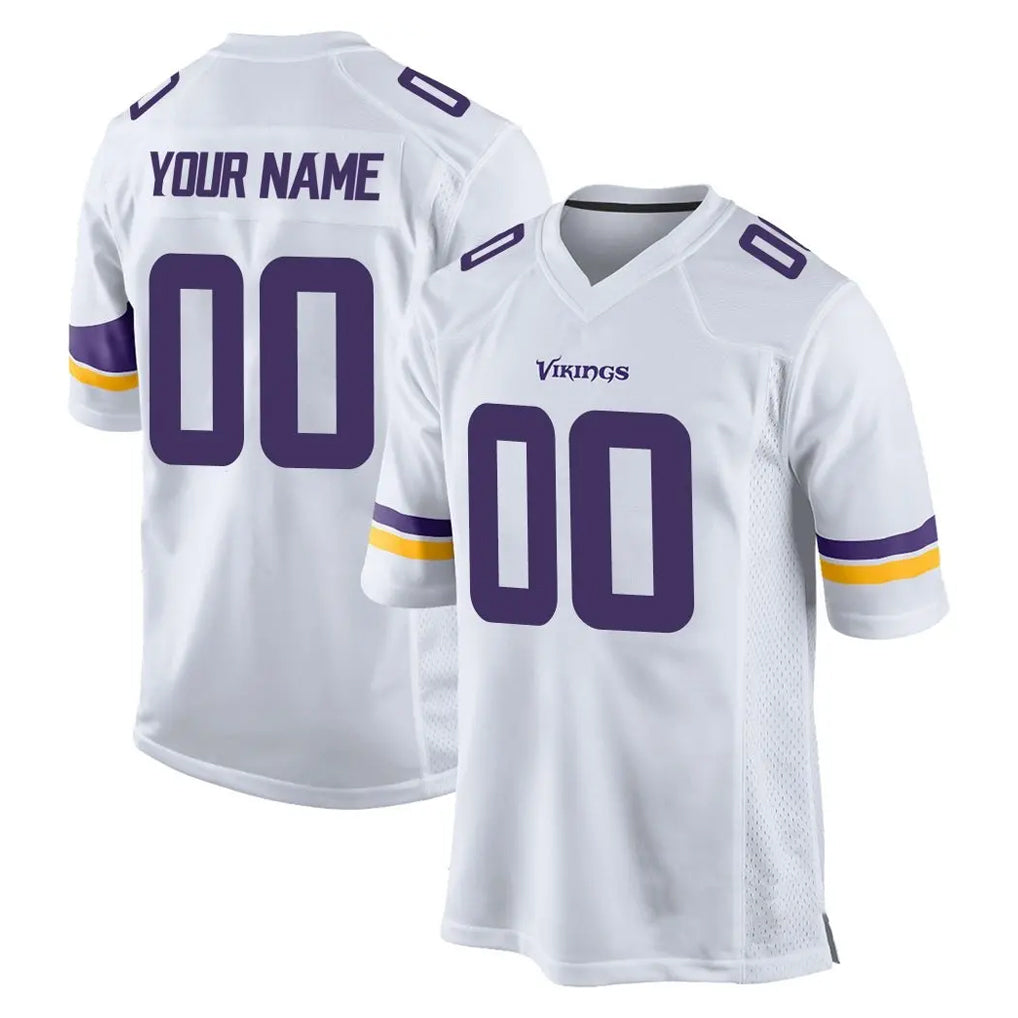 Jdoa Custom MN.Vikings White Home Game Any Name & Numbers Stitched Jerseys