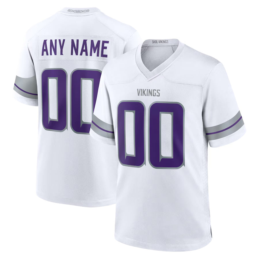 Jdoa Custom MN.Vikings White Alternate Game Stitched Jerseys